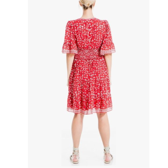 NWT Max Studio Tiered Red Floral Party Dress - Picture 6 of 7